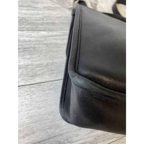 VTG Coach Black Leather Silver Hardware Willis Bag Crossbody Satchel Bag Purse - Picture 12 of 16
